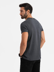 Bawełniany męski t-shirt z nadrukiem na kieszonce Ombre Streetstyle – czarny V1 OM-TSCT-0108