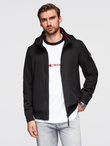 Men's faux leather jacket with ribbed bottom hem - black V2 OM-JAFL-0109