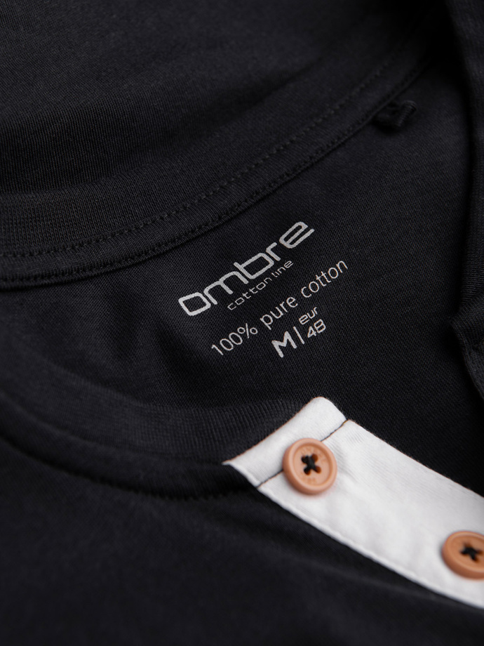 Men's longsleeve with buttons at the neckline - black V4 OM-LSCL-0107