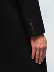 Men's long single-breasted coat with collar and undercoat - black V1 OM-COWC-0135
