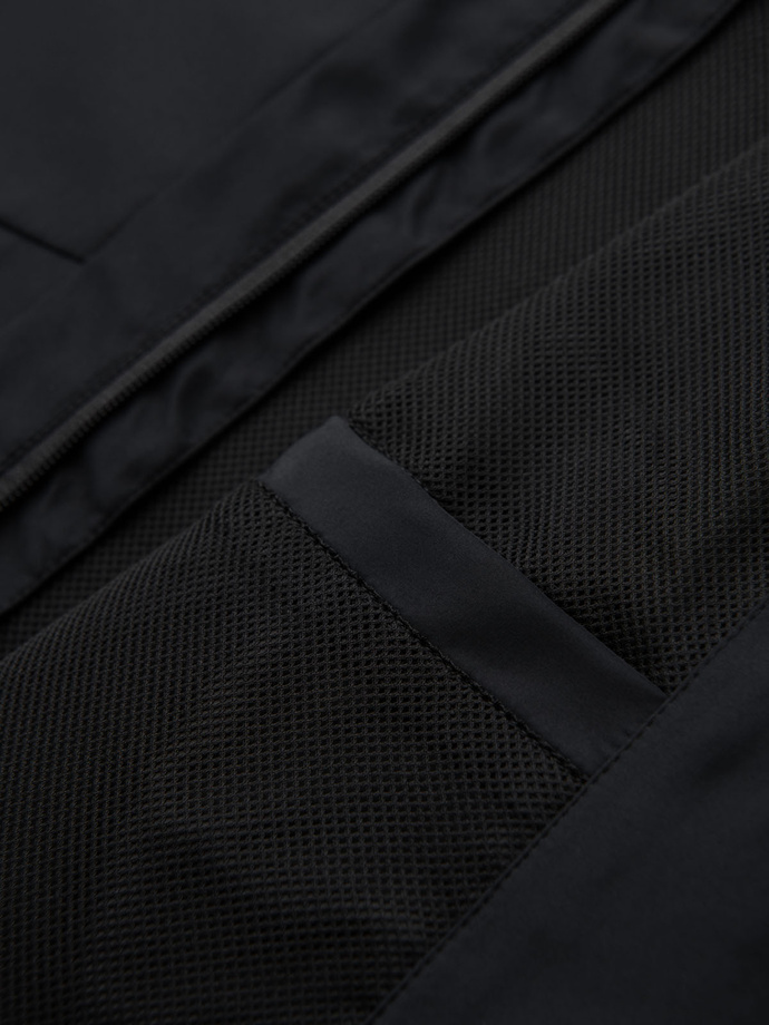 Men's lightweight jacket with mesh lining and hood - black V4 OM-JANP-0149