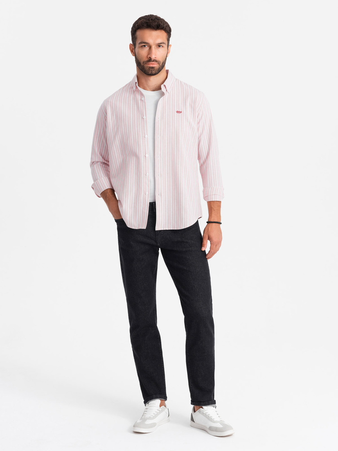 Klasyczne męskie spodnie jeansowe REGULAR FIT – czarne V2 OM-PADP-0152
