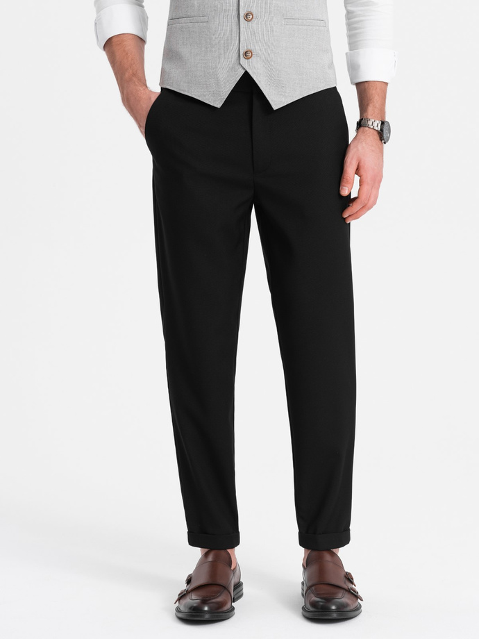 Men's REGULAR FIT chino pants with elastic waistband - black V4 OM-PACP-0157