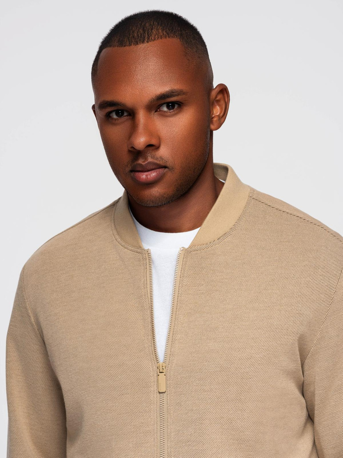 Men's raglan sleeve bomber jacket - warm beige V2 OM-JANP-0159