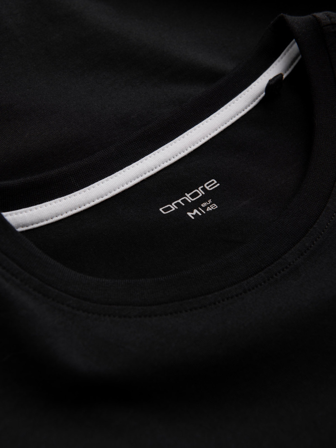 Longsleeve męski z elastanem sygnowany z okrągłym dekoltem - czarny V3 OM-LSCL-0102