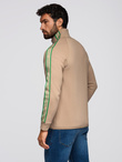 Washed men's sweatshirt with decorative stitching at the neckline - navy blue V4 OM-SSDS-0131