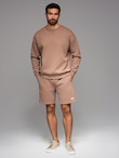 Dresowe szorty unisex ze ściągaczem w pasie – brązowe V16 OU-SRBC-0101