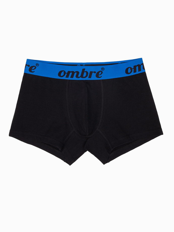 Bokserki męskie bawełniane z kontrastową gumą - 7-pak czarne V1 OM-UNBO-0100
