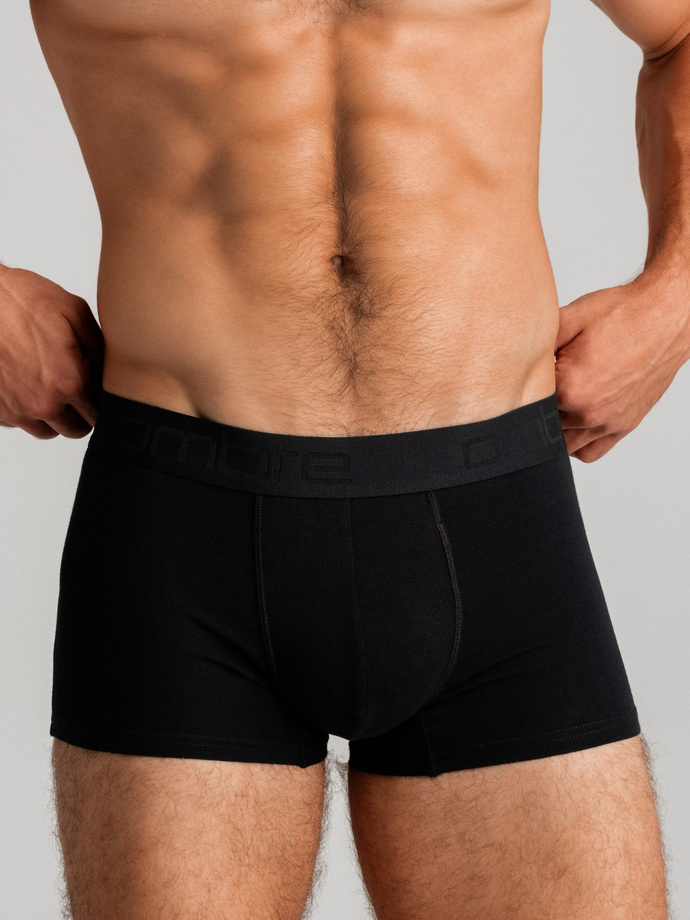 Bokserki męskie bawełniane z logowaniem - 3-pak czarne V1 OM-UNBO-0105