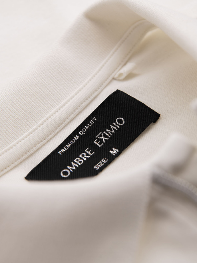 Men's polo shirt with zipper neckline - white V1 OM-POSS-0148