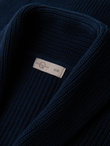 Men's cotton cardigan sweater with shawl collar - navy blue V1 OM-SWCD-0153