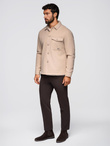 Men's lightweight fleece jacket with viscose - beige V1 OM-JANP-0199
