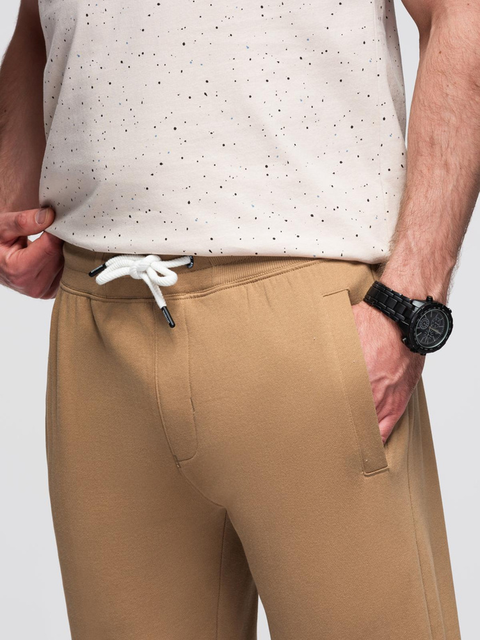 Men's sweatpants with unlined leg - brown V2 OM-PABS-0206