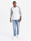 Men's longsleeve with raglan contrast sleeves - white and gray V5 OM-LSCL-0105