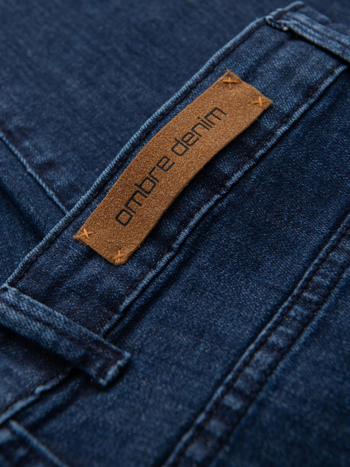 Classic men's SLIM FIT jeans with elastane - dark blue V3 OM-PADP-0216