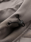 Men's lightweight jacket of combined materials with hood and decorative quilting - ash V3 OM-JANP-0160 