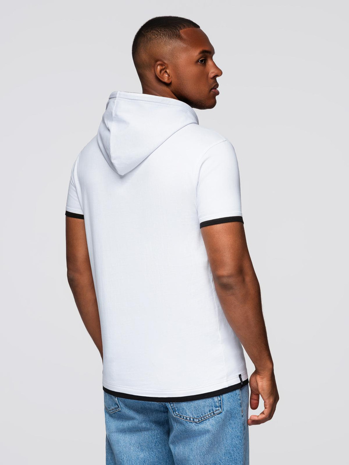 Men's SLIM FIT T-shirt with round neckline and logo - white V1 OM-TSCT-0220