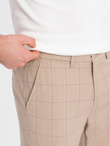 Men's classic cut pants in fine check - sand V2 OM-PACP-0187