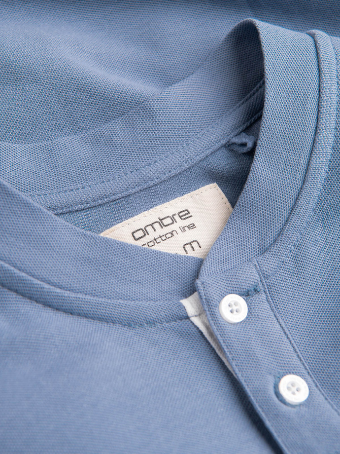 Men's collarless polo shirt - blue V3 OM-TSCT-0156