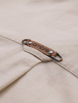 Men's linen shirt with classic collar and pockets REGULAR FIT - cream V3 OM-SHCS-0134
