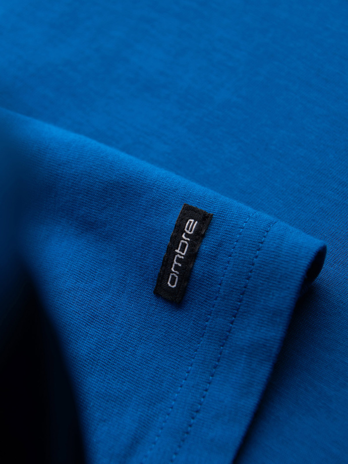 Men's longsleeve with buttons at the neckline - blue V2 OM-LSCL-0107