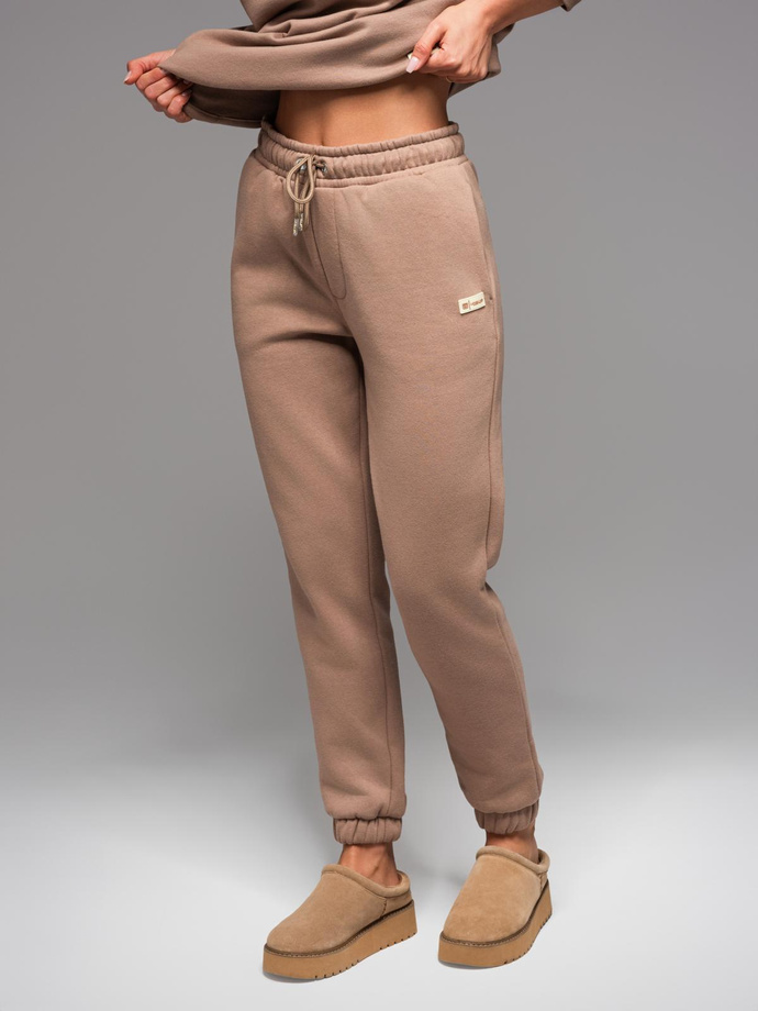 Klasyczne spodnie dresowe unisex ze ściągaczami – brązowe V16 OU-PSBC-0100