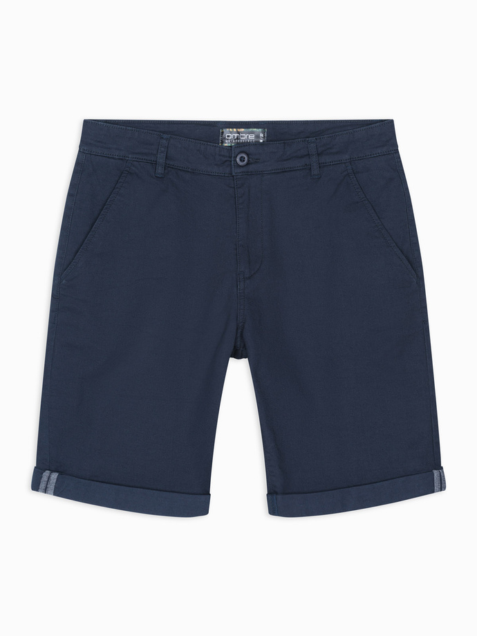 Men's classic chino shorts with rolled up leg - navy blue V10 OM-SRCS-0197