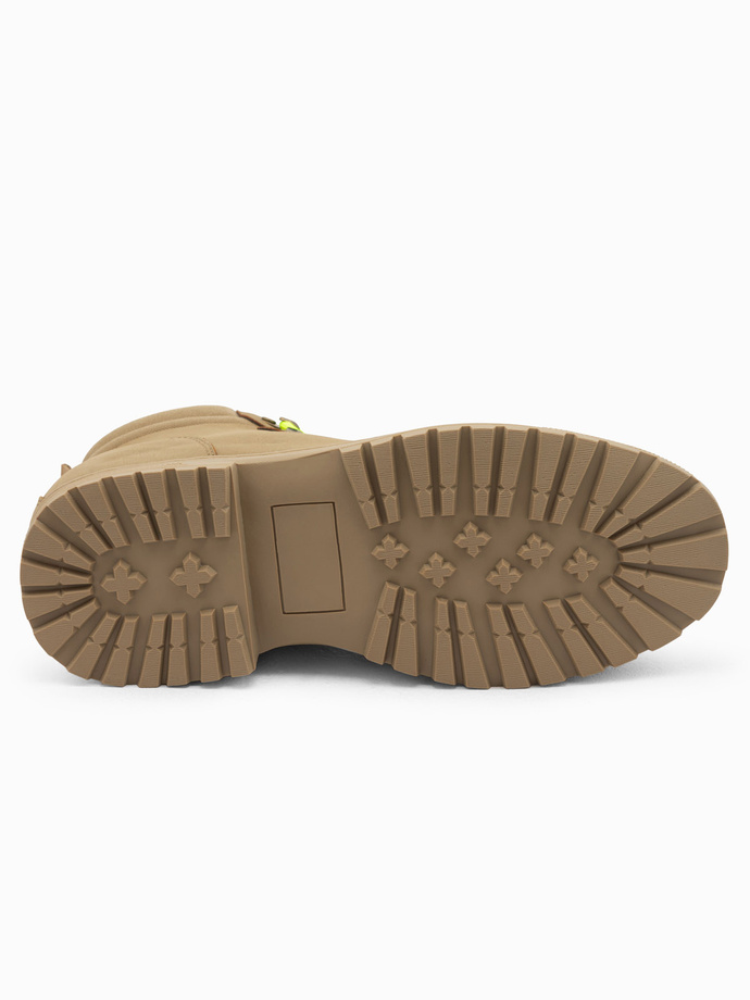 Zimowe buty męskie trekkingowe z kontrastowymi sznurówkami - brązowe V2 OM-FOBO-0132