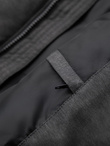 Men's long quilted jacket with hood - grey V2 OM-JALJ-0264