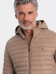 Men's satin-finish bomber jacket with contrasting ribbed cuffs - black V1 OM-JALP-22FW-007