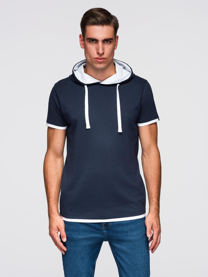 Men's SLIM FIT T-shirt with round neckline and logo - white V1 OM-TSCT-0220