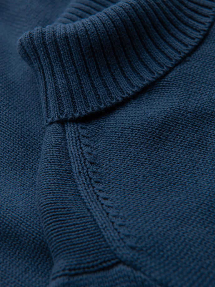 Men's turtleneck knit sweater - dark blue V2 OM-SWTN-0163