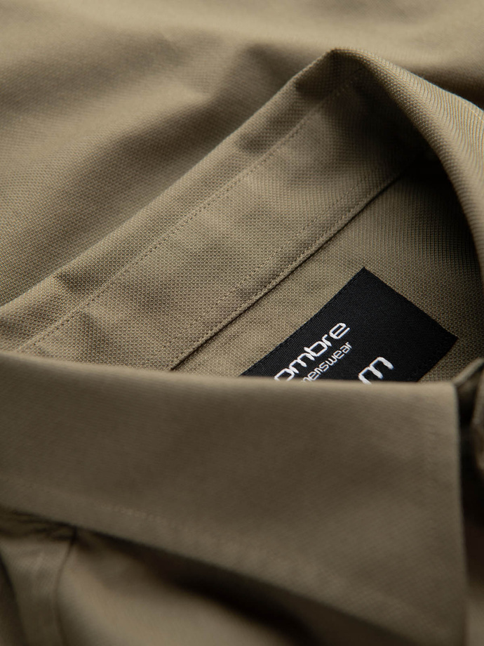 Men's cotton shirt with pocket REGULAR FIT - olive V2 OM-SHCS-0147