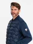 Men's quilted bomber jacket - navy blue V2 OM-JALP-0141