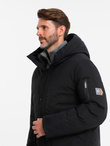 Długa sezonowa męska kurtka w stylu outdoorowym – czarna V1 OM-JALJ-0202