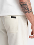 Bawełniane męskie dresowe spodnie joggery BASIC – kremowe V5 OM-PABS-0174