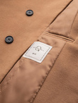 Men's coat with asymmetrical fastening and high collar - light brown V4 OM-COWC-0141