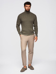 Knitted monochrome men's viscose cardigan - navy blue V1 OM-SWCD-0126