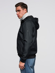 Men's lightweight jacket with mesh lining and hood - black V4 OM-JANP-0149