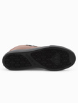Buty męskie trampki z łączonych materiałów - brązowe V6 OM-FOTH-0143