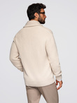 Men's cotton cardigan sweater with shawl collar - beige V2 OM-SWCD-0153