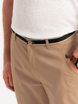 Men's chino pants with decorative waistband - sand V5 OM-PACP-0118