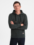 Men's non-stretch kangaroo hooded sweatshirt - olive melange V3 B1675