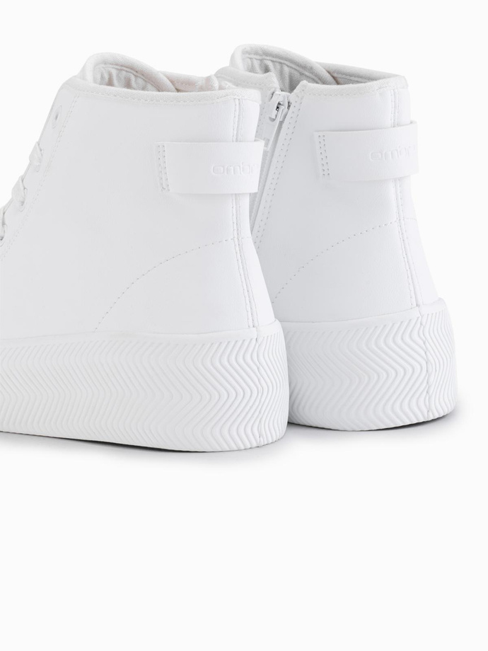 Men's high-top sneakers with zipper for easy on - white V2 OM-FOTH-0184