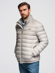 Men's quilted jacket with two fasteners - light grey V2 OM-JALP-0231