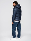 Men's quilted puffer jacket with hood - navy blue V4 OM-JAHP-0235