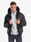 Męska ciepła kurtka puffer ze ściągaczami – czarna V1 OM-JAHP-0207