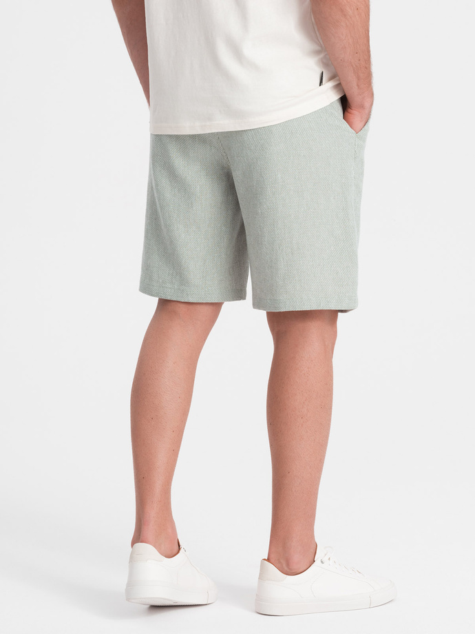 Men's knit shorts in linen and cotton - light green V2 OM-SRCS-0130