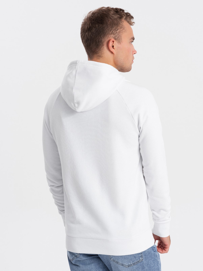 Męska bluza z nadrukiem HOODIE - biała V1 OM-SSPS-0152