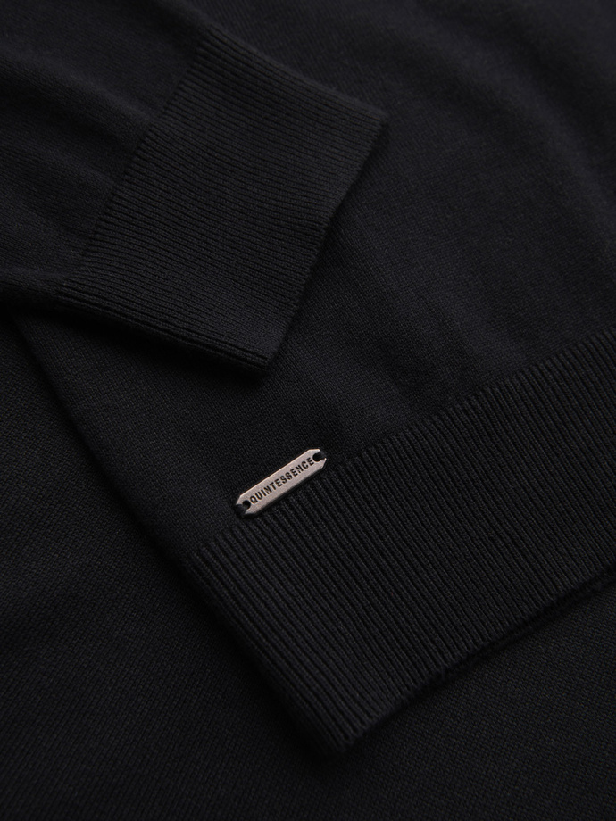 Monochrome knitted men's viscose cardigan - black V2 OM-SWCD-0126 